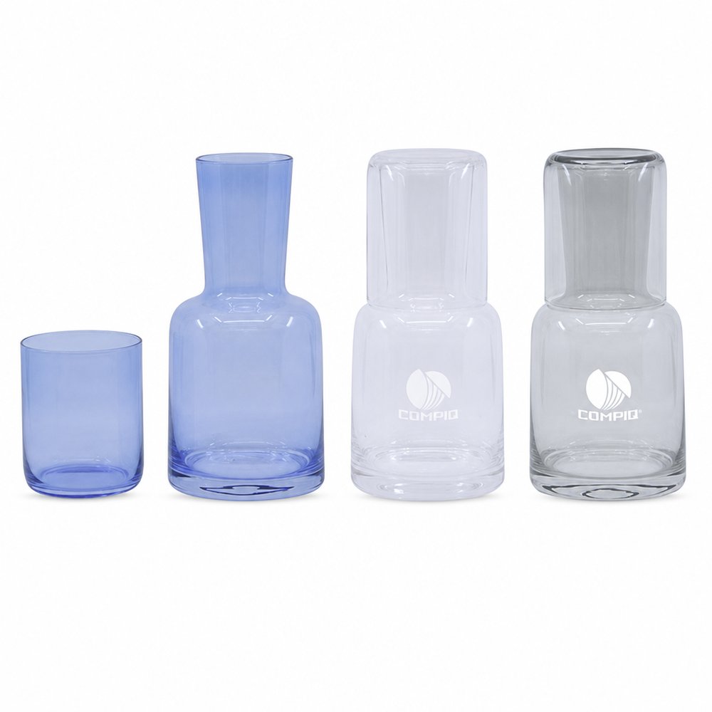 Branded Glass Carafe & Tumbler Set, Colourful