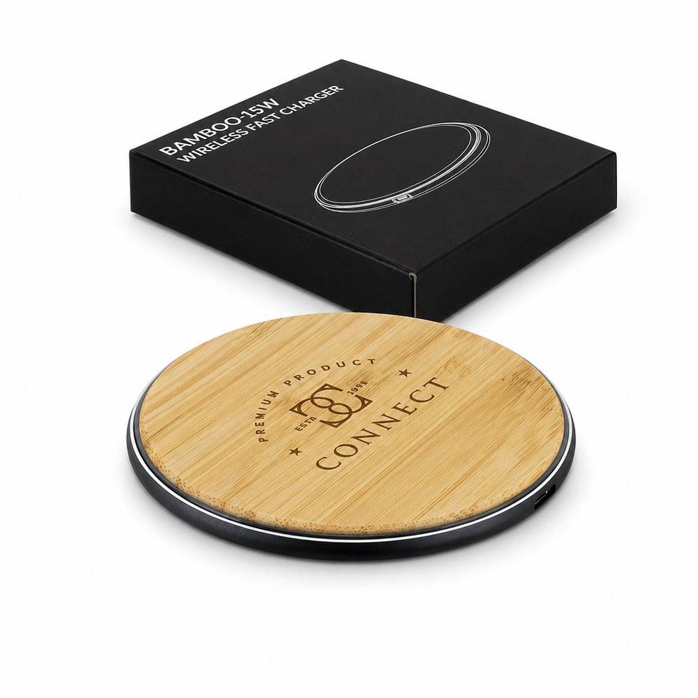 Bamboo Wireless Charger 15W — Branded Tech Gift