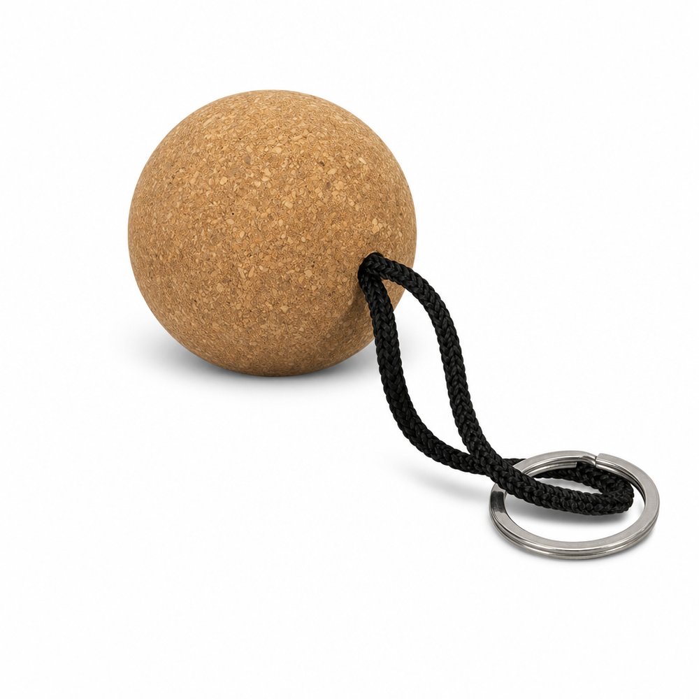 Floating Cork Keyring with Woven Strap
