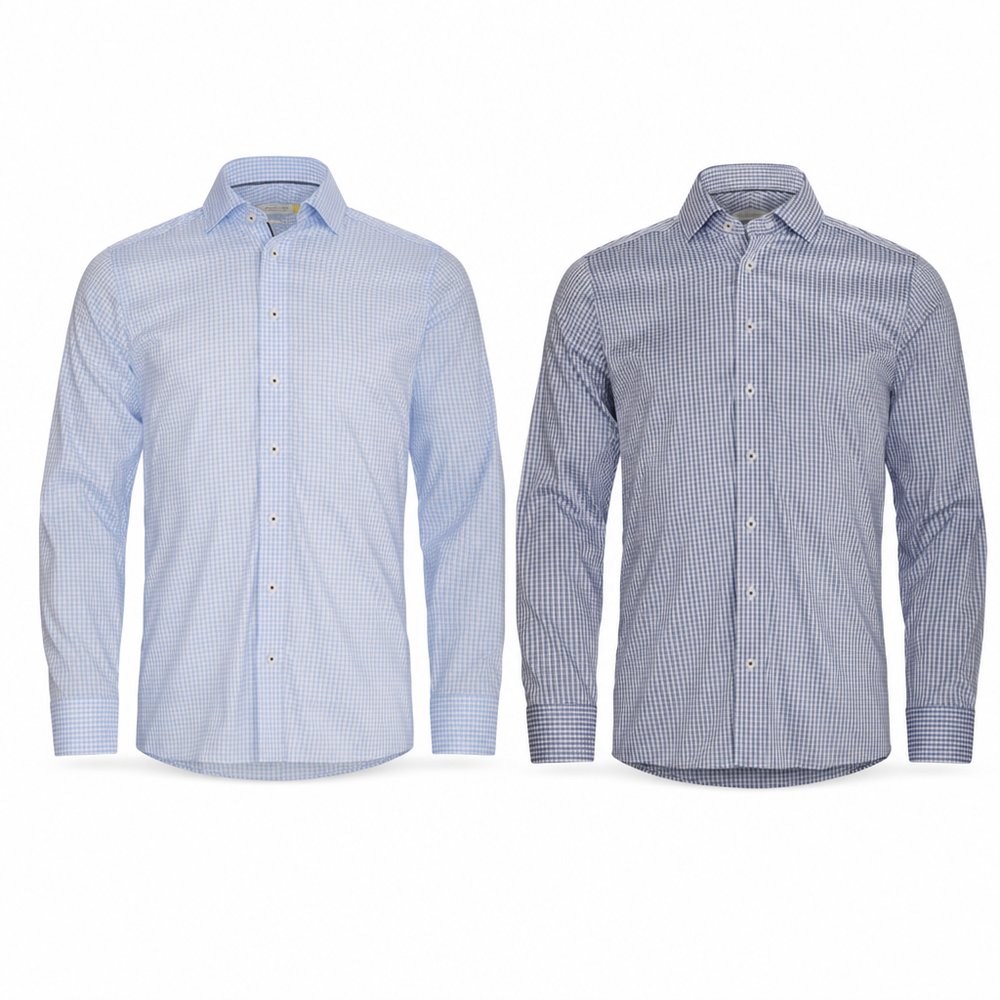 Men's Check Pattern Business Shirt, Custom Embroidered