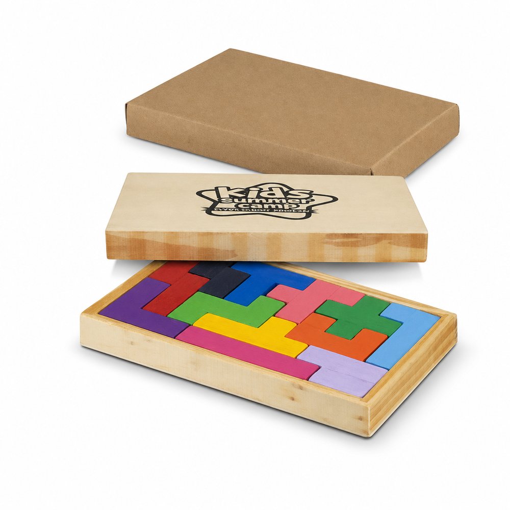 Custom Wooden Puzzle Set — 12-Piece Pine Brain Teaser