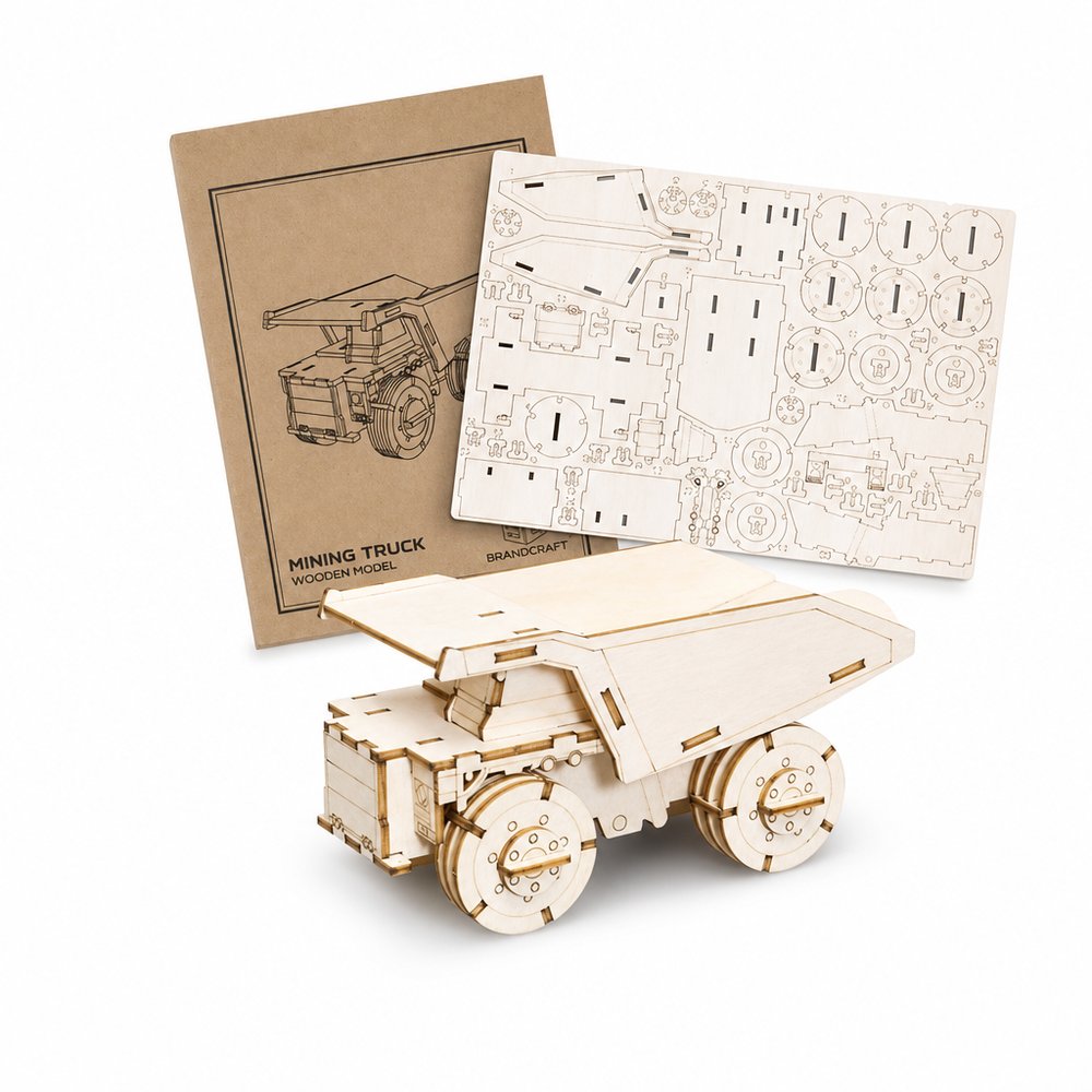 Basswood Model Mining Truck — Laser-Cut Kit
