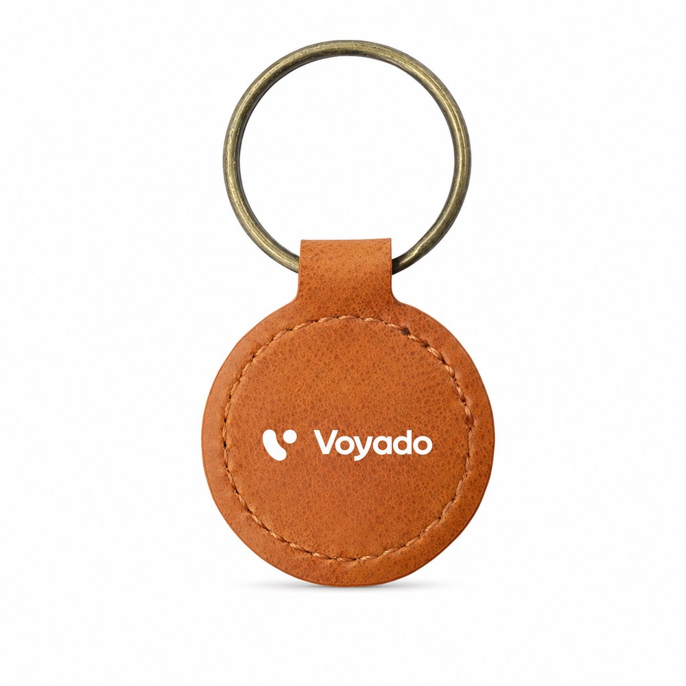 Recycled Leather Keyring — Round, Custom Branded