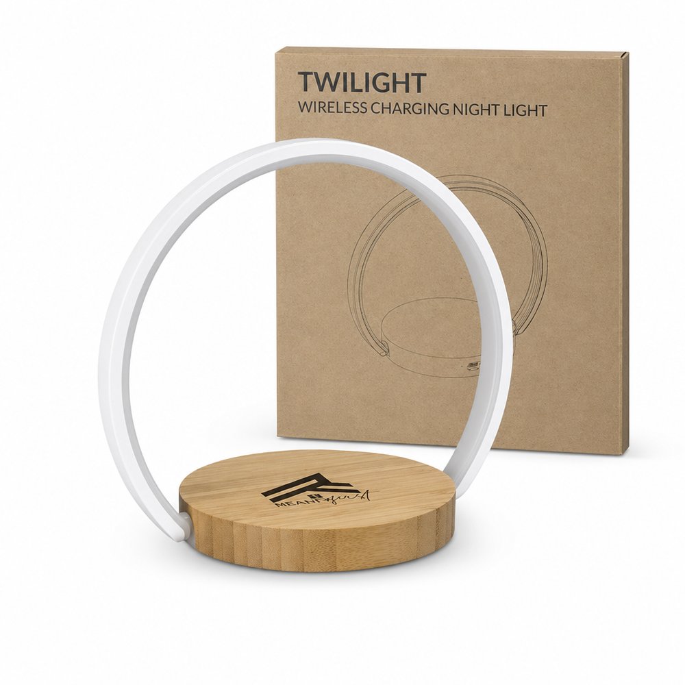 Bamboo Wireless Charging Night Light, Branded