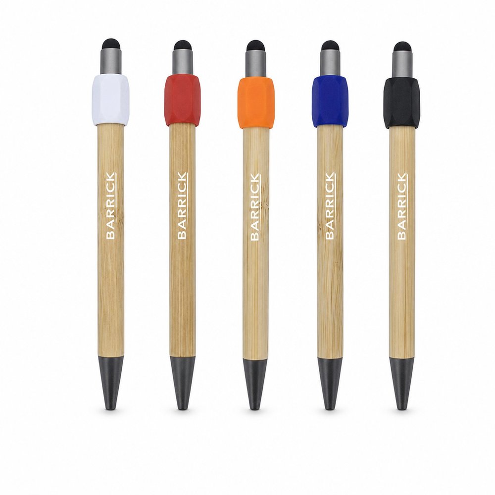 Bamboo Spinner Pens with Stylus Tip