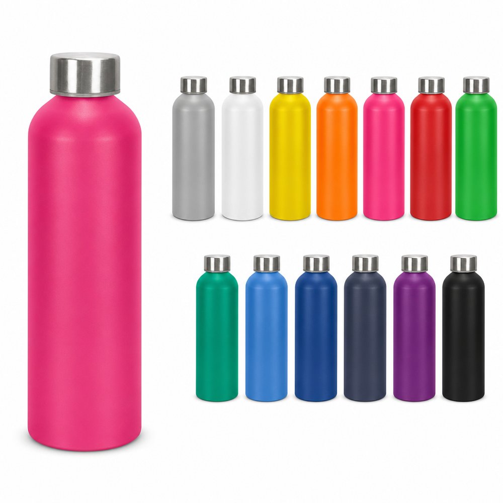 Recycled Aluminium Drink Bottles (600ml, Stainless Steel Lid, Satin Finish)
