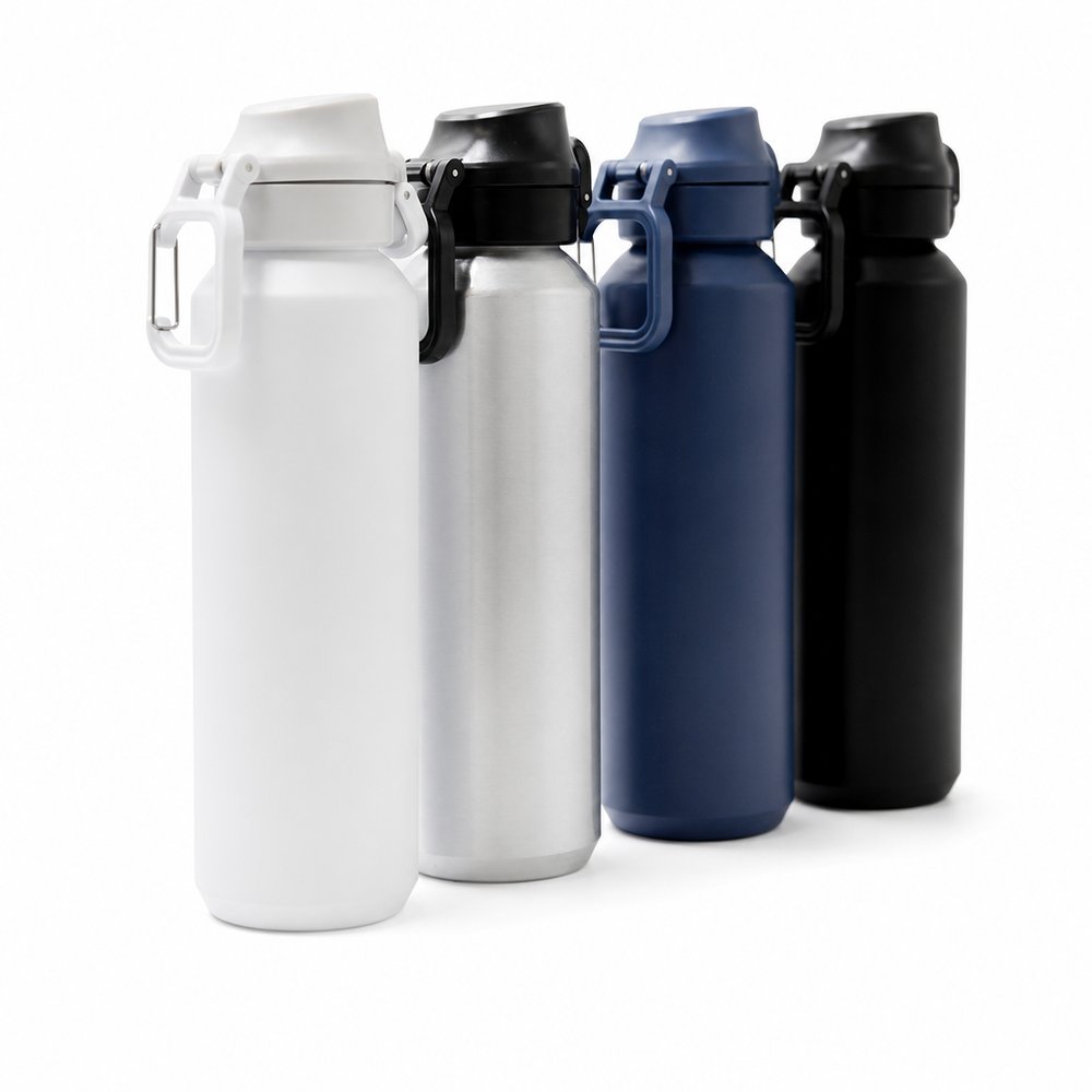 Recycled Aluminium Drink Bottles (600ml, Carabiner Hook)