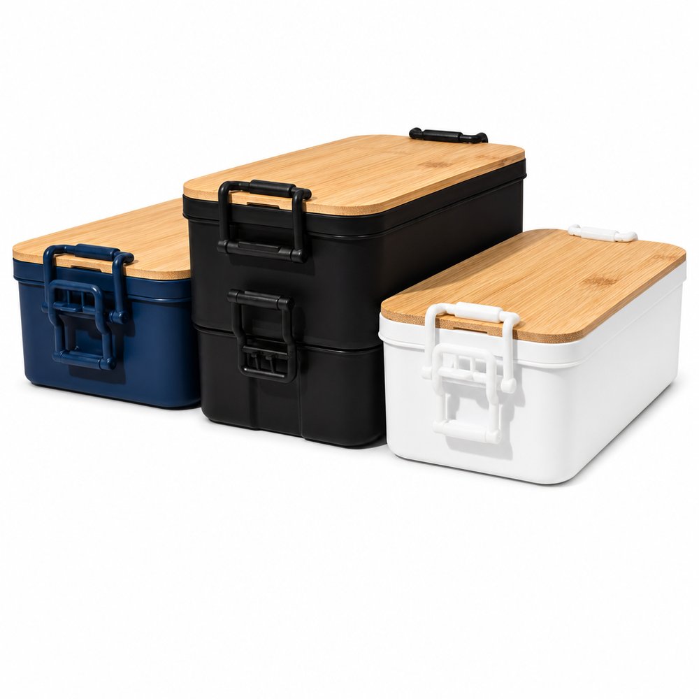 Double Stack Lunch Boxes (Recycled, Bamboo Lid)