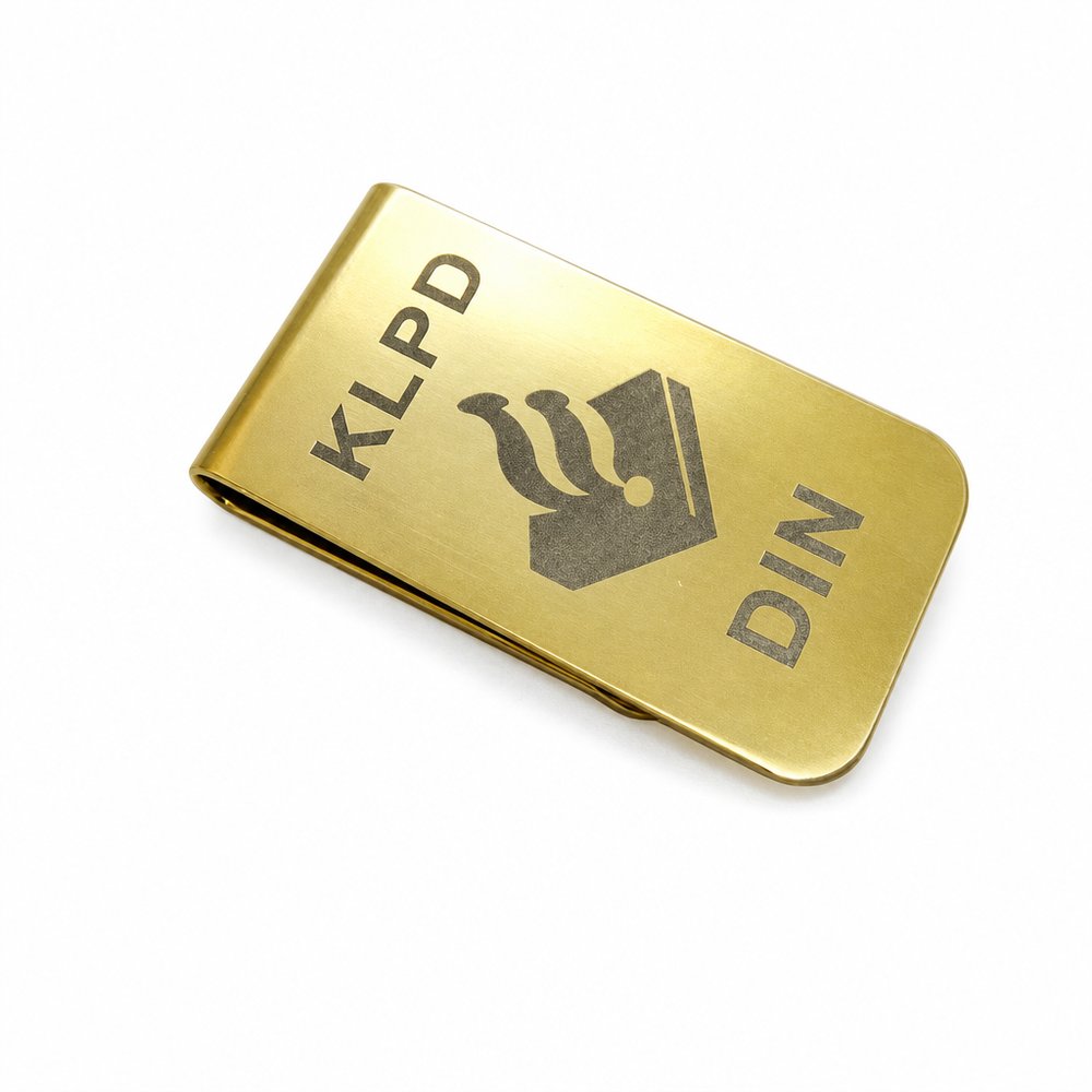 Corporate Engraved Gold Finish Brass Money Clip