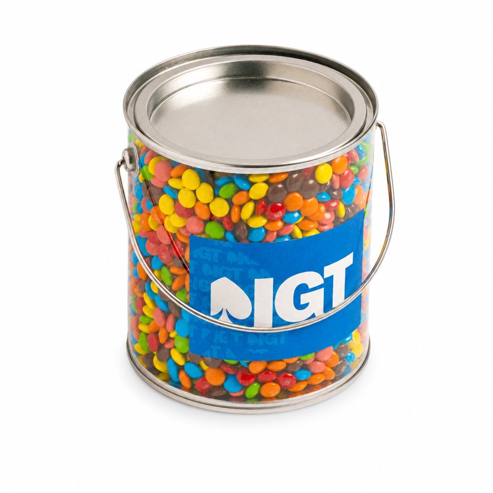 1L Branded Confectionery Drum with Silver Handle