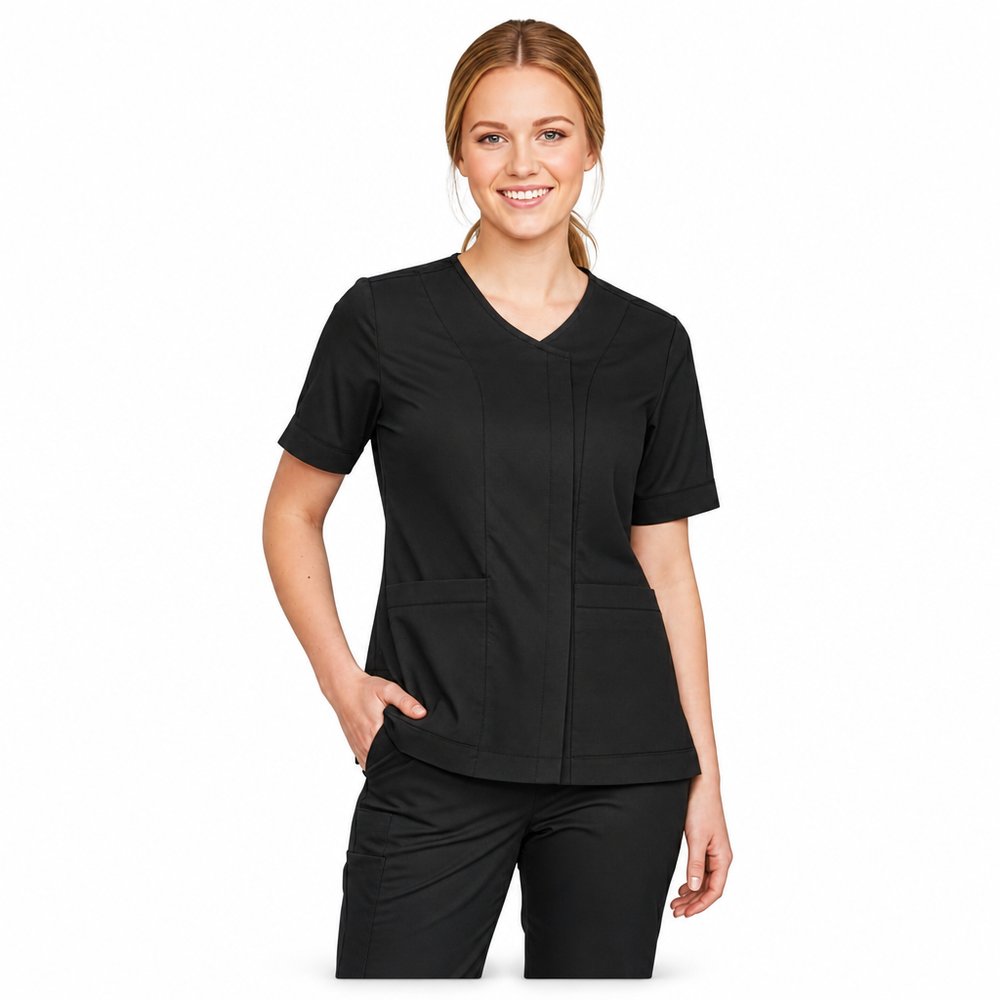Parks Zip Front Crossover Scrub Top