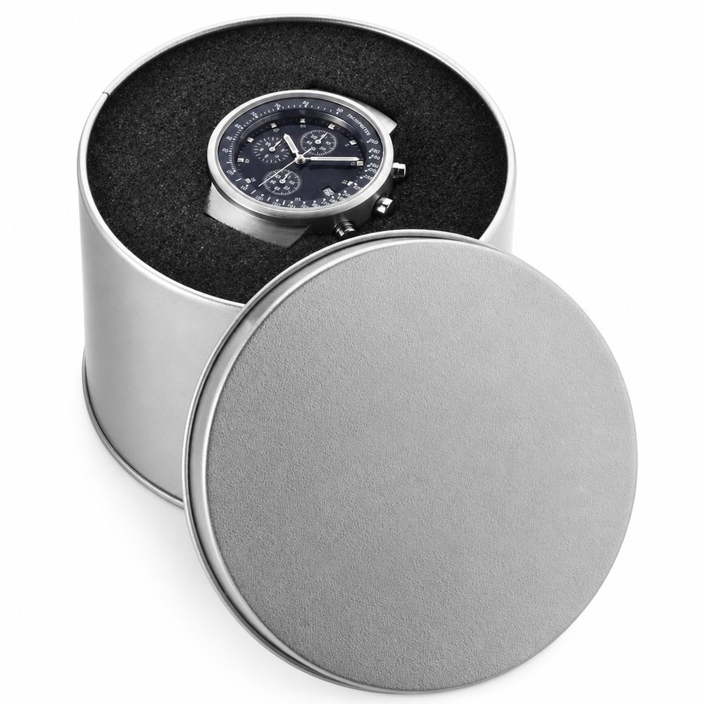 Round Silver Watch Presentation Case