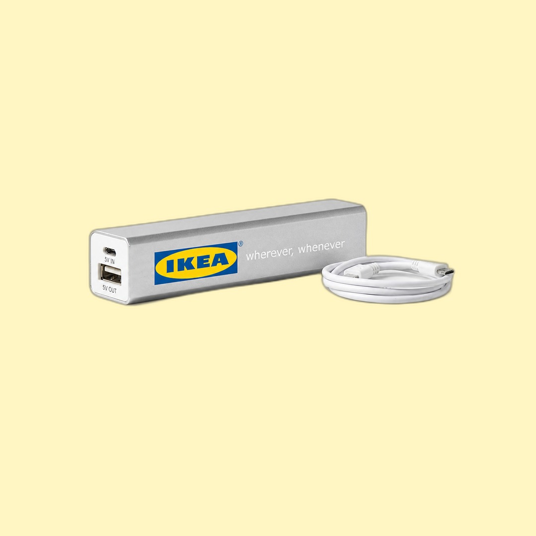 IKEA Silver 'wherever, whenever' pocket power bank produced by Sense2